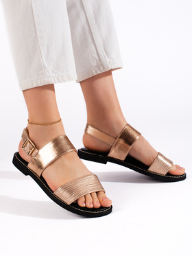Ploché dámske sandále zlaté