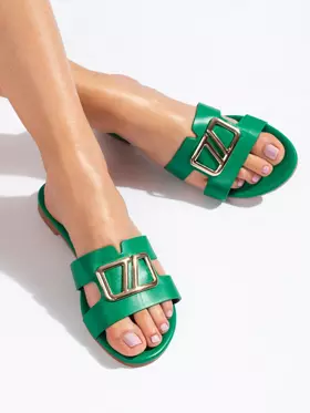 Ploché sandále so zdobením Shelovet zelené
