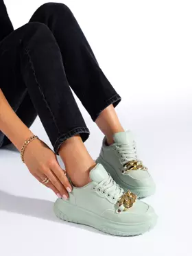 Svetlozelené dámske sneakersy s retiazkou