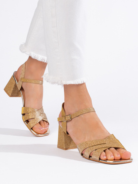 Zlaté brokátové dámske sandále